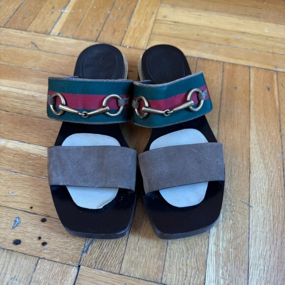 Gucci Brown Suede Double Band Querelle Sandal (Size 36.5) - Picture 3 of 14